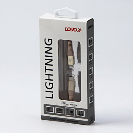 Kabel USB (2.0), USB C M- Apple Lightning C94 M, 1m, MFi certifikace, 5V/3A, zlatý, Logo, box, nylonové opletení, hliníkový kryt k
