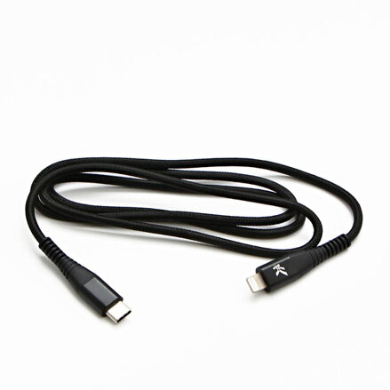 Kabel USB (2.0), USB C M- Apple Lightning C94 M, 2m, MFi certifikace, 5V/3A, černý, Logo, box, nylonové opletení, hliníkový kryt k