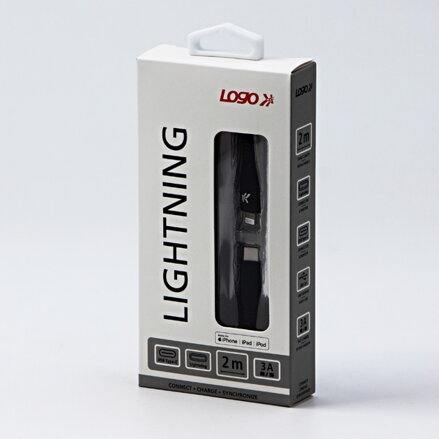 Kabel USB (2.0), USB C M- Apple Lightning C94 M, 2m, MFi certifikace, 5V/3A, černý, Logo, box, nylonové opletení, hliníkový kryt k