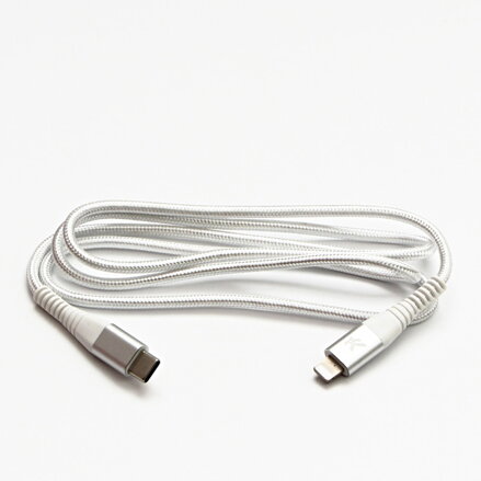 Kabel USB (2.0), USB C M- Apple Lightning C94 M, 2m, MFi certifikace, 5V/3A, bílý, Logo, box, nylonové opletení, hliníkový kryt ko