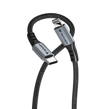 Verbatim USB kabel USB C samec - USB lightning samec, 60W, 1.2m, černý, box, 31844