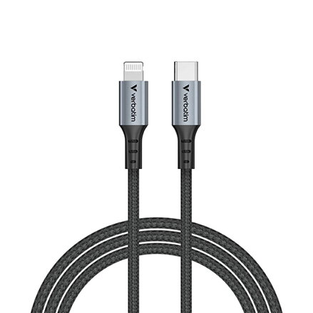 Verbatim USB kabel USB C samec - USB lightning samec, 60W, 1.2m, černý, box, 31844