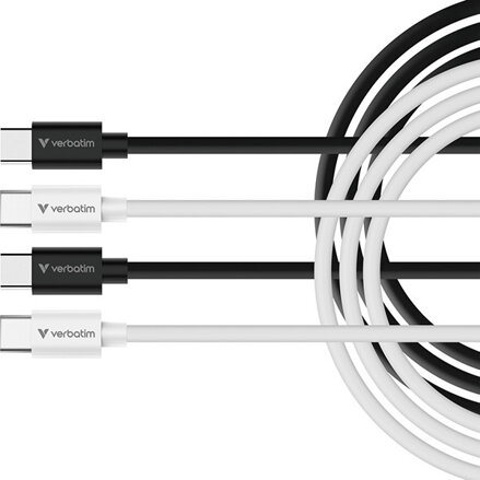 Verbatim USB kabel USB C samec - USB C samec, 60W, 1m, černo-bílá, box, 32391