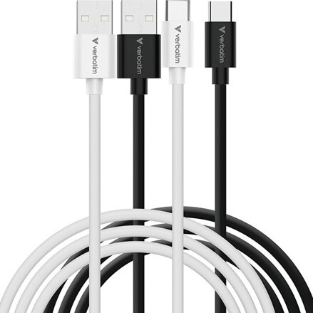 Verbatim USB kabel USB A samec - USB C samec, 18W, 1m, černo-bílá, box, 32393