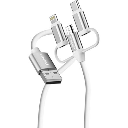 Verbatim USB kabel USB A samec - Micro-B, USB-C, Lightning Cable, 18W, 1m, bílá, box, 32394