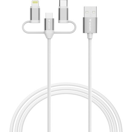 Verbatim USB kabel USB A samec - Micro-B, USB-C, Lightning Cable, 18W, 1m, bílá, box, 32394