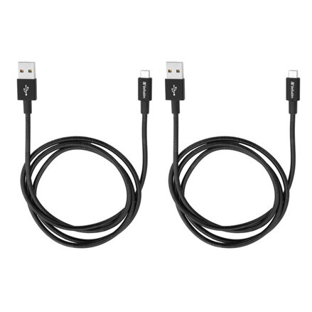 Verbatim USB kabel (2.0), USB A samec - microUSB samec, 1m, reversible, černý, box, 48874, 2 kusy v balení: 2x 100 cm
