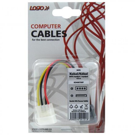 Kabel k hardisku napájecí, DC SATA M- DC 5,25" M, 0.2m, color, Logo, blistr