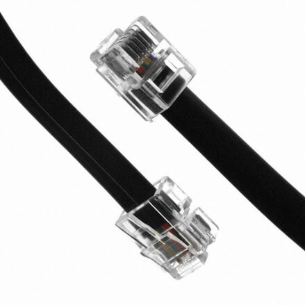Telefonní kabel, RJ11 M-15m, černý, pro ADSL modem, economy