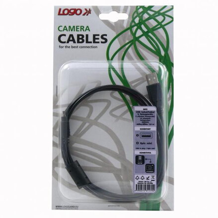 Kabel USB (2.0), USB A M- 8 pin M, 1.8m, černý, Logo, blistr, MINOLTA