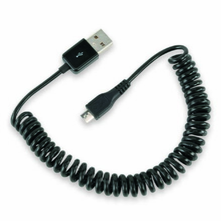 Kabel USB (2.0), USB A M- USB micro M, 1m, kroucený, černý