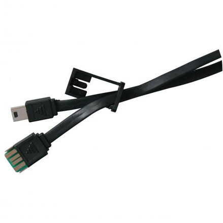 Kabel USB (2.0), USB A M- USB mini M (5 pin), 0.3m, černý, Logo, poutko na foťák