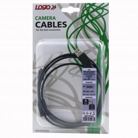 Kabel USB (2.0), USB A M- 14 pin M, 1.8m, černý, Logo, blistr, FUJI