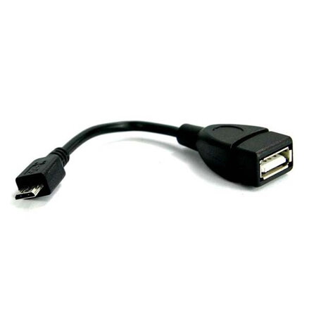 USB kabel (2.0), microUSB samec - USB A samice, 0.15m, OTG, černý, DOPRODEJ