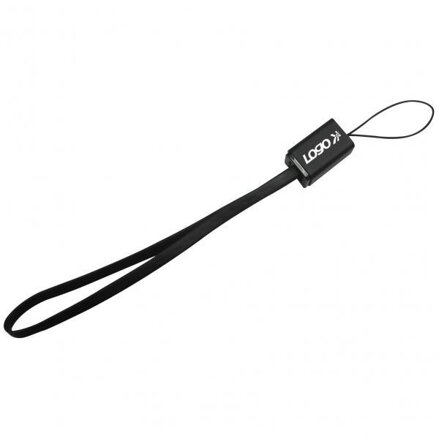 Kabel USB (2.0), USB A M- USB micro M, 0.3m, černý, Logo, poutko na mobil
