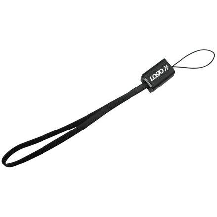 Logo USB kabel (2.0), USB A samec - microUSB samec, 0.3m, černý, blistr, poutko na fotoaparát/MP3 přehrávač