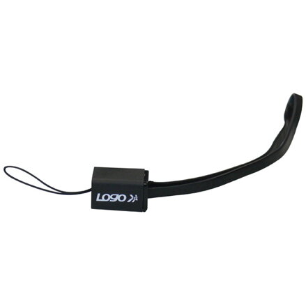 Logo USB kabel (2.0), USB A samec - microUSB samec, 0.3m, černý, blistr, poutko na fotoaparát/MP3 přehrávač