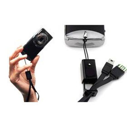 Logo USB kabel (2.0), USB A samec - microUSB samec, 0.3m, černý, blistr, poutko na fotoaparát/MP3 přehrávač
