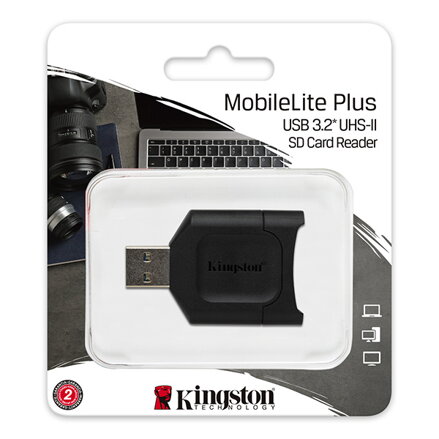 Kingston čtečka USB 3.0 (3.2 Gen 1), MobileLite Plus SD, SD, externí, černá, konektor USB A