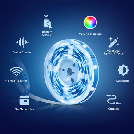 SMART LED pásek TP-LINK 5m, 13.5W, 2100lm, RGB, 25000h, IP20 (vnitřní prostory), samolepící (3M)