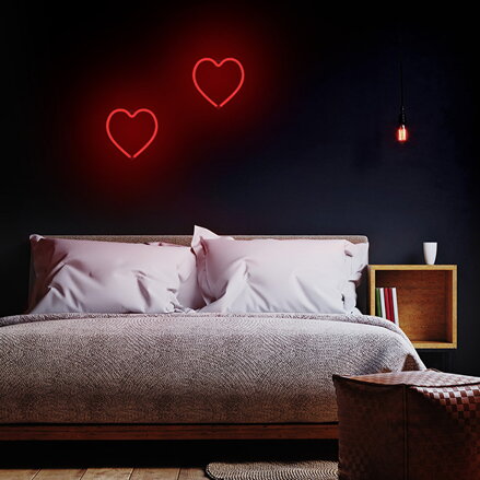 Neon LED Light HEART red Bat + USB FLNE07 Forever Light