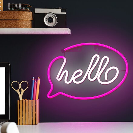 Neon LED Light HELLO pink white Bat + USB FLNE15 Forever Light