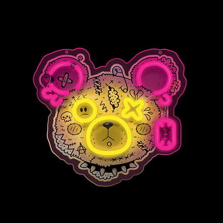 Neon ART LED PUNK TEDDY BEAR pink-yellow FLA01 Forever Light