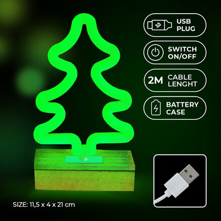 Neon Wood Stand LED TREE green FLNW03 Forever Light