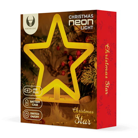 Neon Wood Stand LED STAR warm white FLNW04 Forever Light