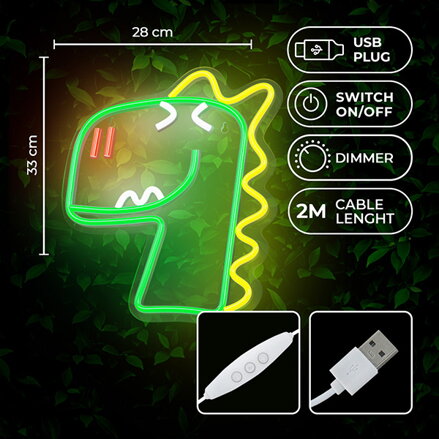 Neon PLEXI LED JURASSIC DINO green FLNJ02 Forever Light