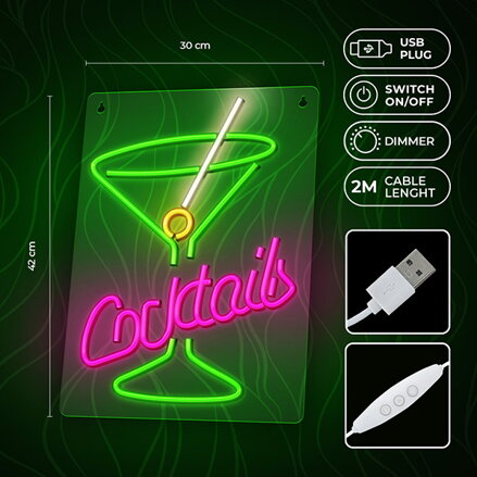 Neon PLEXI LED COCKTAILS pink green FPNE02X Forever Light