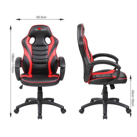 Dětské herní křeslo Red Fighter C6, černo-červené