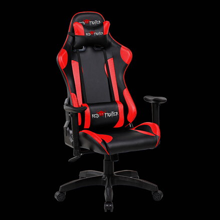 Herní křeslo Red Fighter C8, černé, odnímatelné polštářky, RGB podsvícení