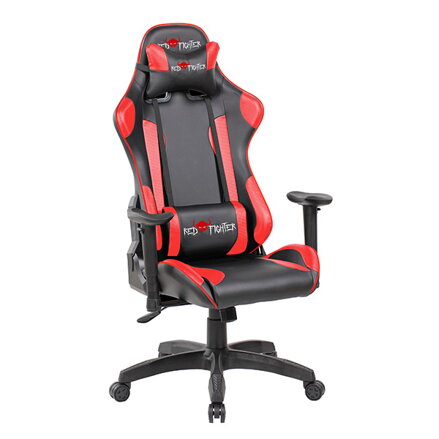 Herní křeslo Red Fighter C8, černé, odnímatelné polštářky, RGB podsvícení
