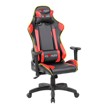 Herní křeslo Red Fighter C8, černé, odnímatelné polštářky, RGB podsvícení
