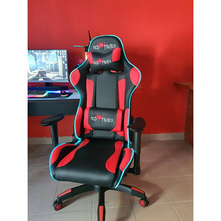 Herní křeslo Red Fighter C8, černé, odnímatelné polštářky, RGB podsvícení