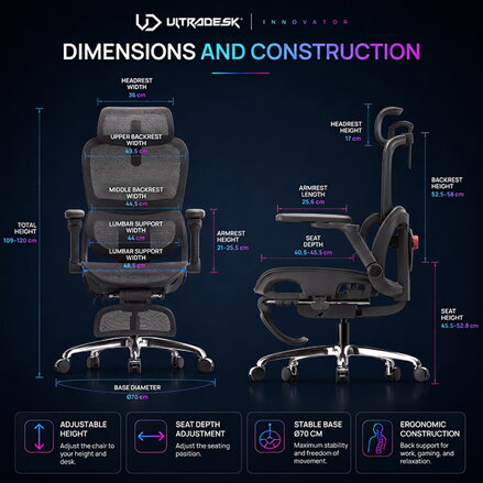 Ultradesk INNOVATOR Kancelářské ergonomické křeslo, černé