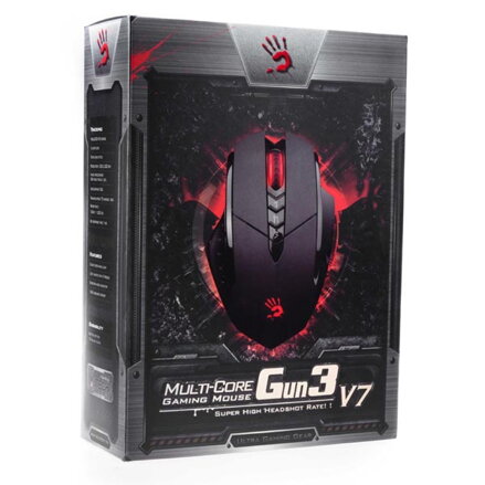 A4tech Myš Bloody V7, 3200DPI, optická, 7tl., 1 kolečko, drátová USB, černá, herní, V-Track, LAGLESS SHOTING, CORE 2