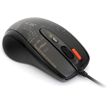 A4tech Myš F5, 3000DPI, optická, 7tl., 1 kolečko, drátová USB, černá, herní, V-Track, paměť 160kB