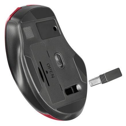 Defender Myš PRIME MB-053, 1600DPI, 2.4 [GHz], optická, 6tl., bezdrátová, červená, 1 ks AA, nanopřijímač, tichá