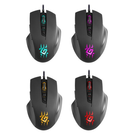 Defender Myš Wolverine GM-700L RGB, 12800DPI, optická, 6tl., drátová USB, černá, herní, podsvícená