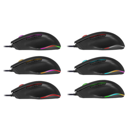 Defender Myš Wolverine GM-700L RGB, 12800DPI, optická, 6tl., drátová USB, černá, herní, podsvícená