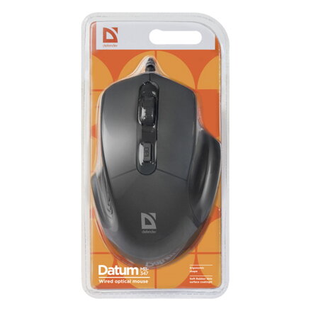 Defender Myš Datum MB-347, 1600DPI, optická, 4tl., 1 kolečko, drátová USB, černá, kancelářská