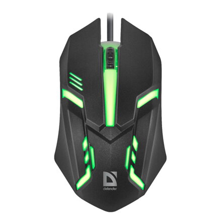 Defender Myš Cyber MB-560L, 1200DPI, optická, 3tl., 1 kolečko, drátová USB, černá, herní, podsvícená