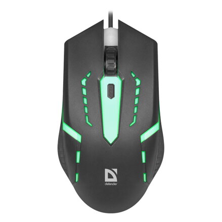 Defender Myš Hit MB-601, 1200DPI, optická, 4tl., 1 kolečko, drátová USB, černá, herní, podsvícená