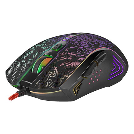 Defender Myš OverLord GM-890, 3200DPI, optická, 6tl., 1 kolečko, drátová USB, černá, herní, RGB