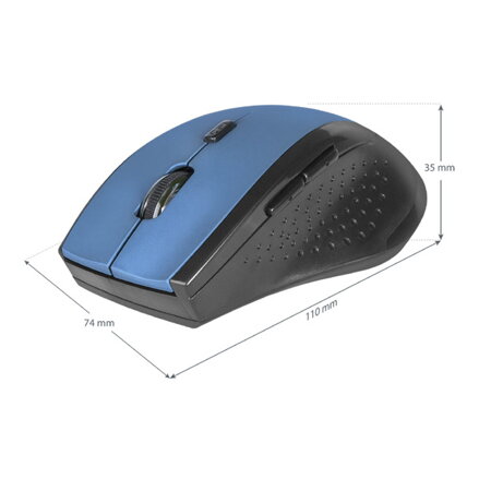 Defender Myš Accura MM-365, 1600DPI, 2.4 [GHz], optická, 6tl., 1 kolečko, bezdrátová, černo-modrá, 2 ks AAA, nanopřijímač
