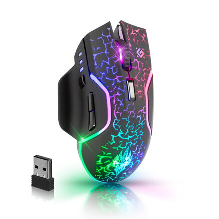 Defender Myš Oneshot GM-067 LED, 3200DPI, 2.4 [GHz], optická, 6tl., bezdrátová, černá, vestavěná baterie