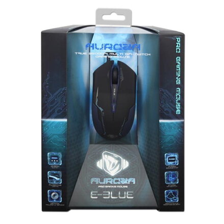 E-Blue Myš Auroza, 3500DPI, optická, 6tl., 1 kolečko, drátová USB, černá, herní