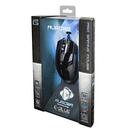 E-Blue Myš Auroza G, 3000DPI, optická, 6tl., 1 kolečko, drátová USB, černá, herní